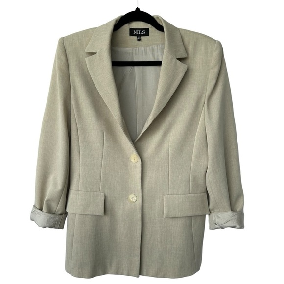 Vintage NIL’S PARIS Beige Tailored Single Breasted Blazer Women’s French Size 40 - Picture 1 of 7